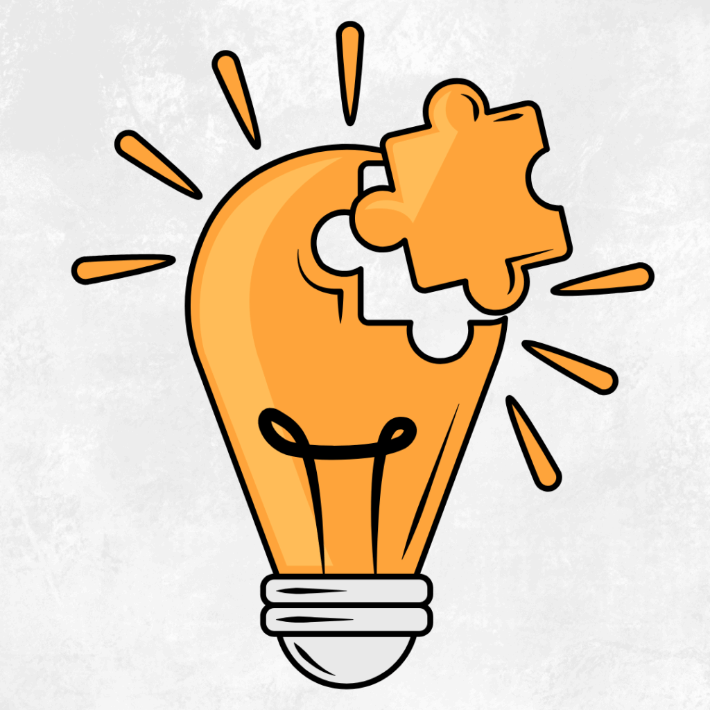 Drawing of lightbulb with missing puzzle piece
